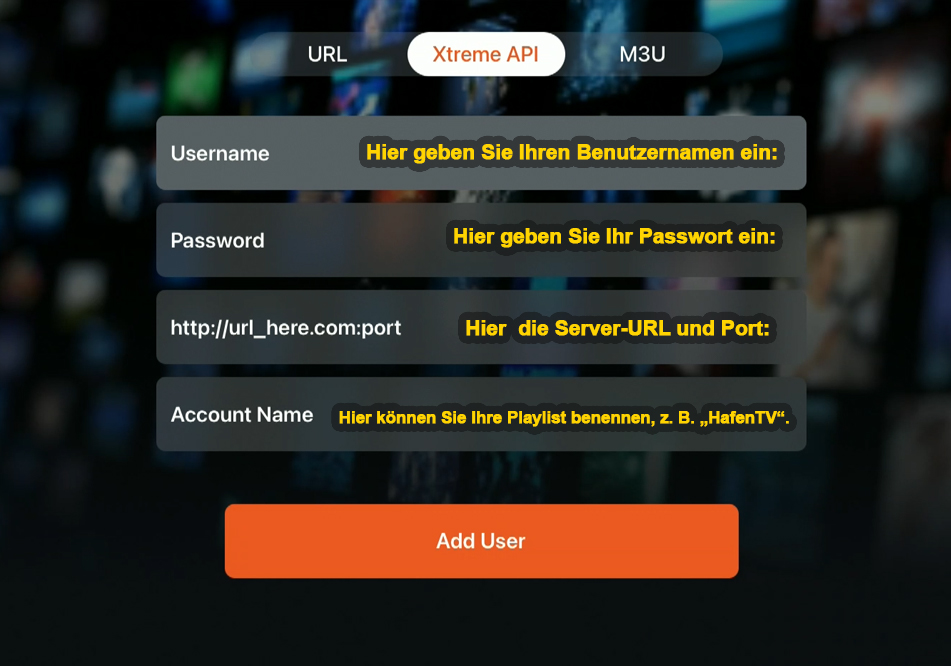 Xtream Codes Einrichtung Apple