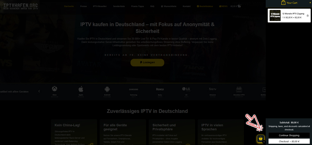Warenkorb Übersicht IPTV