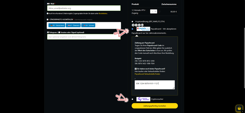 IPTV Zahlung
