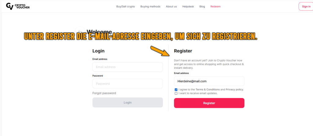 CryptoVoucher – Passwort festlegen