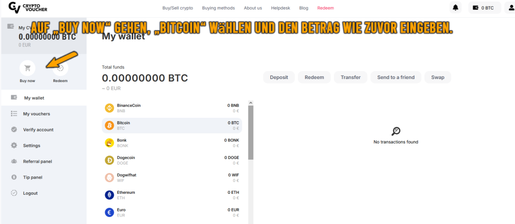 CryptoVoucher – Zahlungsart wählen